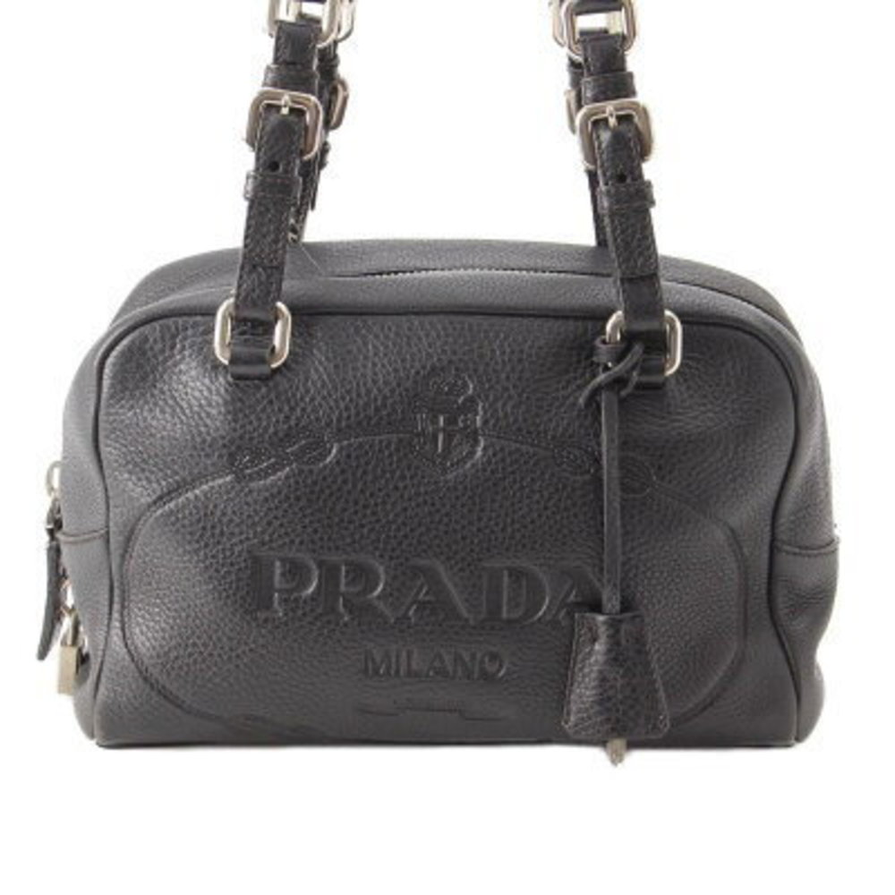 Prada Embossed Logo Mini Shoulder Bag Handbag Black